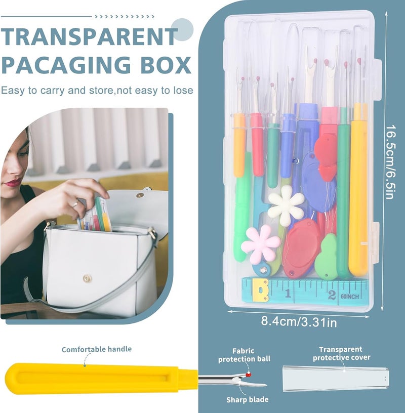 ZMAAGG Seam Rippers for Sewing, Stitch Remover Tool, Needle Threaders, Tape Measure, Tailors Awl, Thread Snips (15PCS) - Image 3